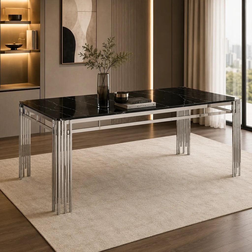Table à Manger Flute Pieds Chrome