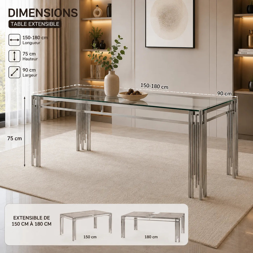 Table à Manger Flute Pieds Chrome