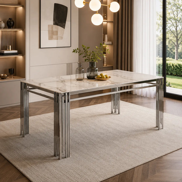 Table à Manger Flute Pieds Chrome