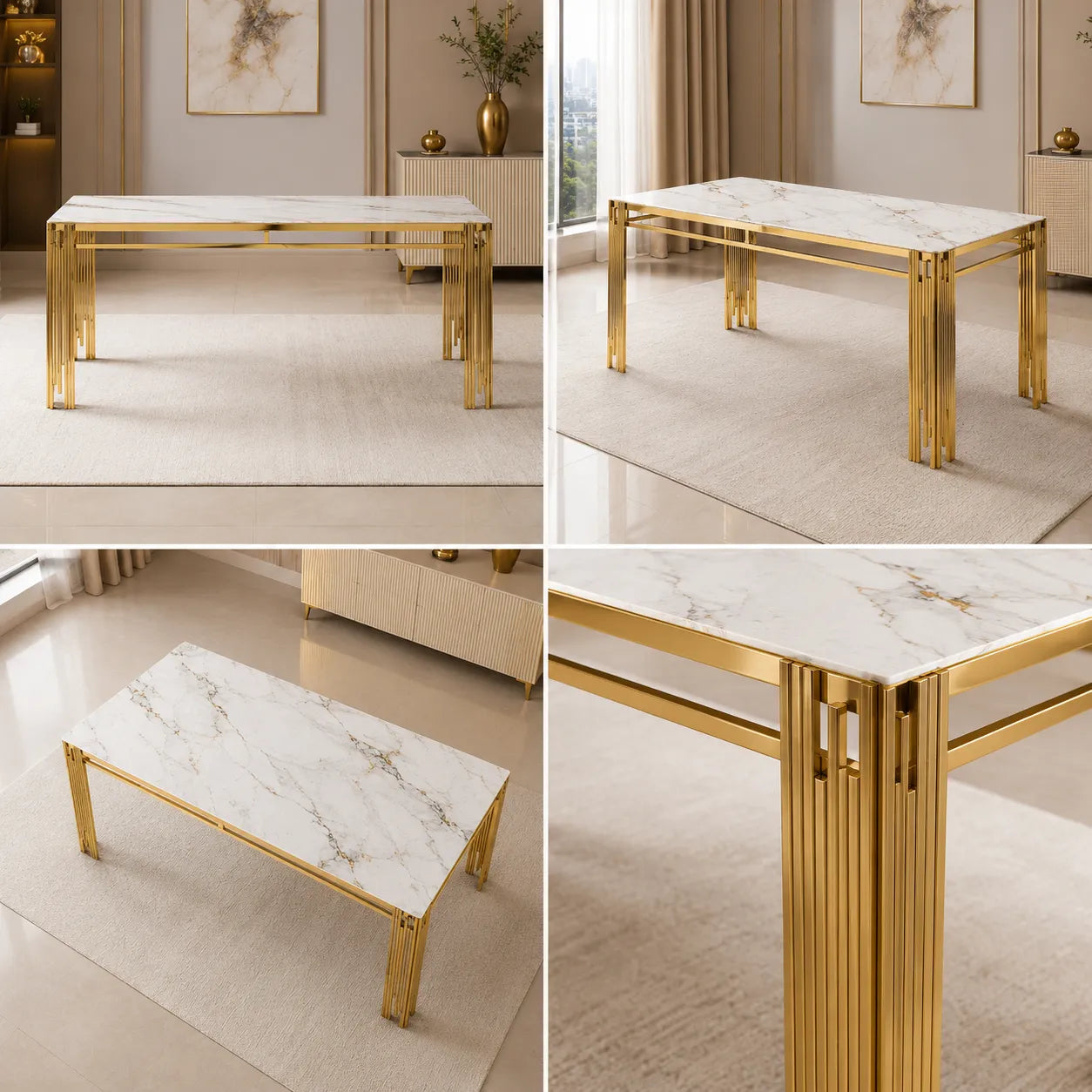 Table à Manger Flute Pieds Dore