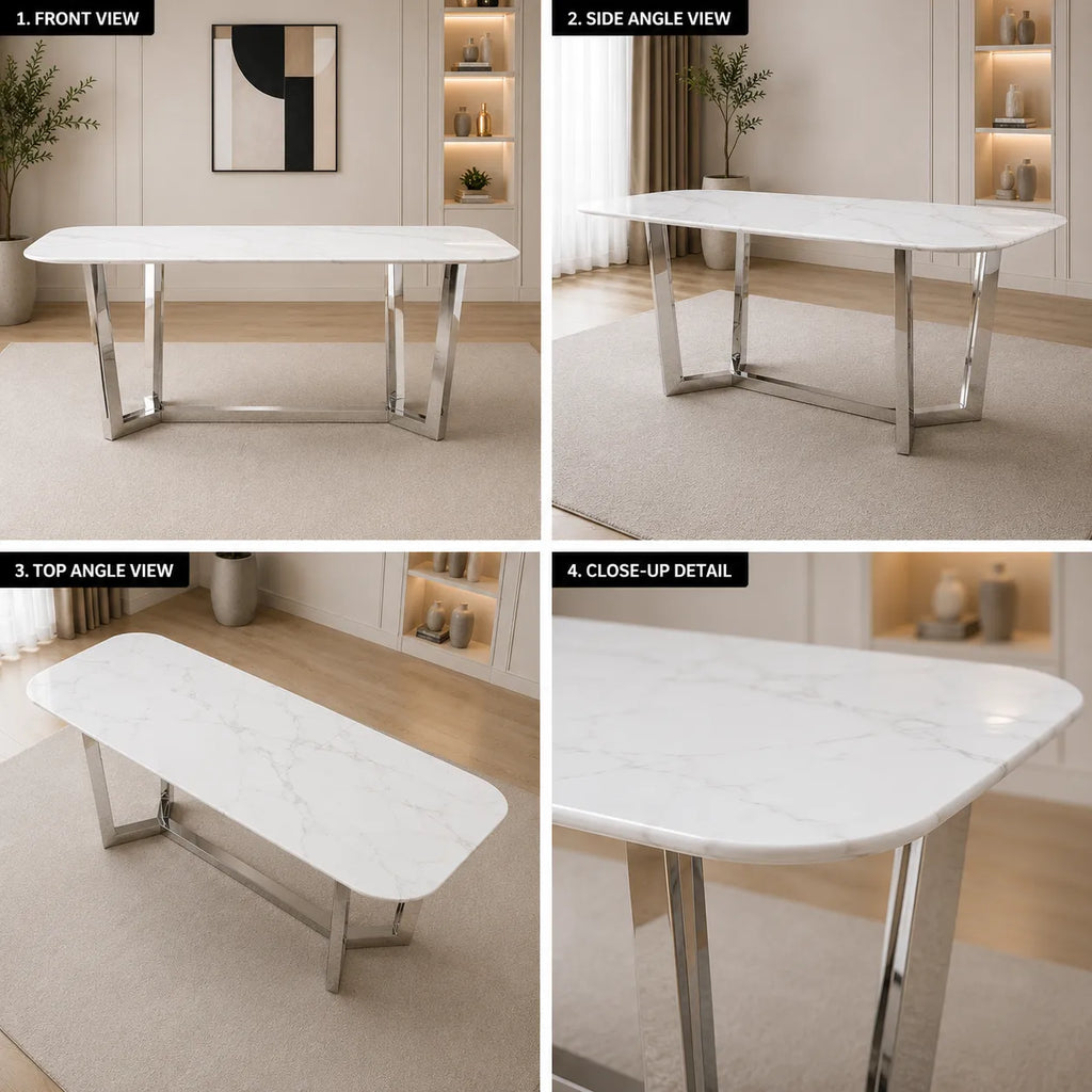 Table à Manger Gossip Marbre Blanc 180x90CM