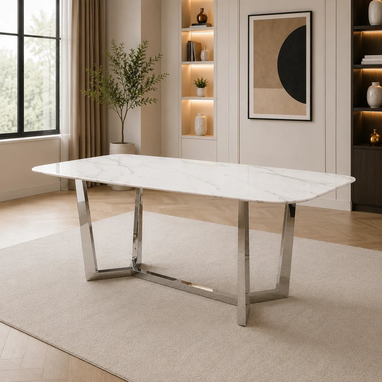 Table à Manger Gossip Marbre Blanc 180x90CM