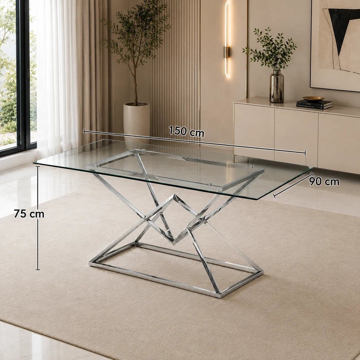 Table a Manger Pyra Argent 1m50