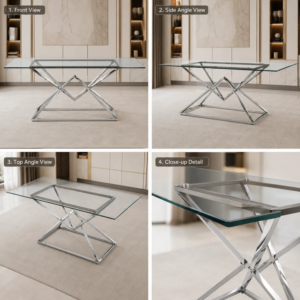 Table a Manger Pyra Argent 1m50