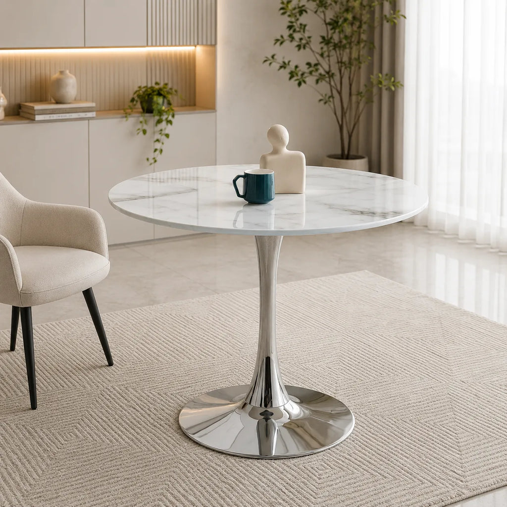 Table à Manger Rosa Pied Argent 100x100x75CM