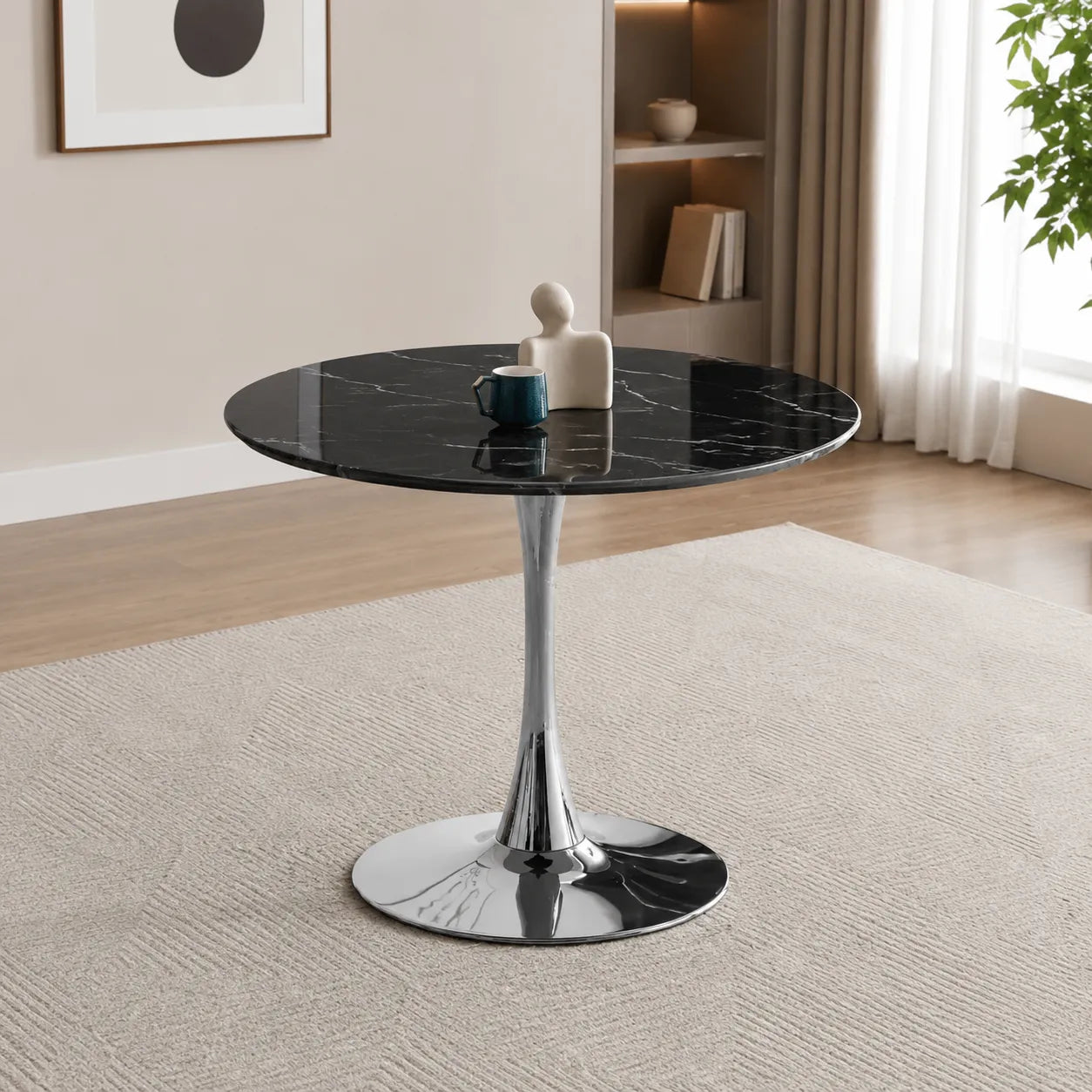 Table à Manger Rosa Pied Argent 100x100x75CM