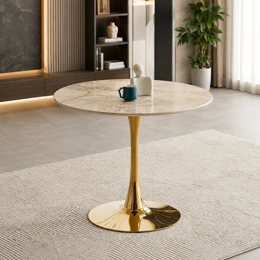 Table à Manger Rosa Pied Dore 100x100x75CM