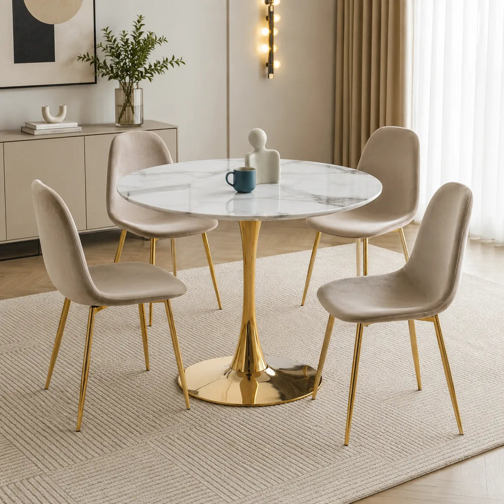 Table à Manger Rosa Pied Dore 100x100x75CM