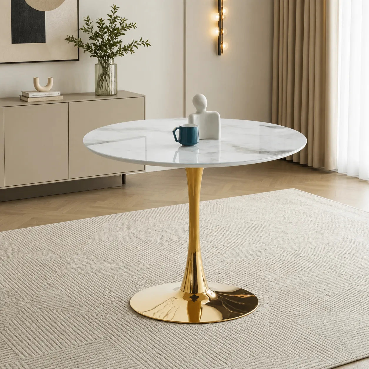 Table à Manger Rosa Pied Dore 100x100x75CM