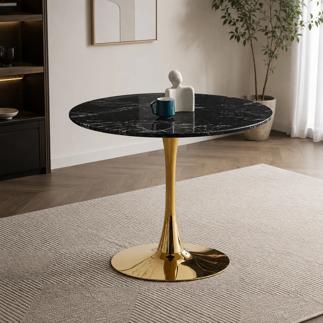 Table à Manger Rosa Pied Dore 100x100x75CM