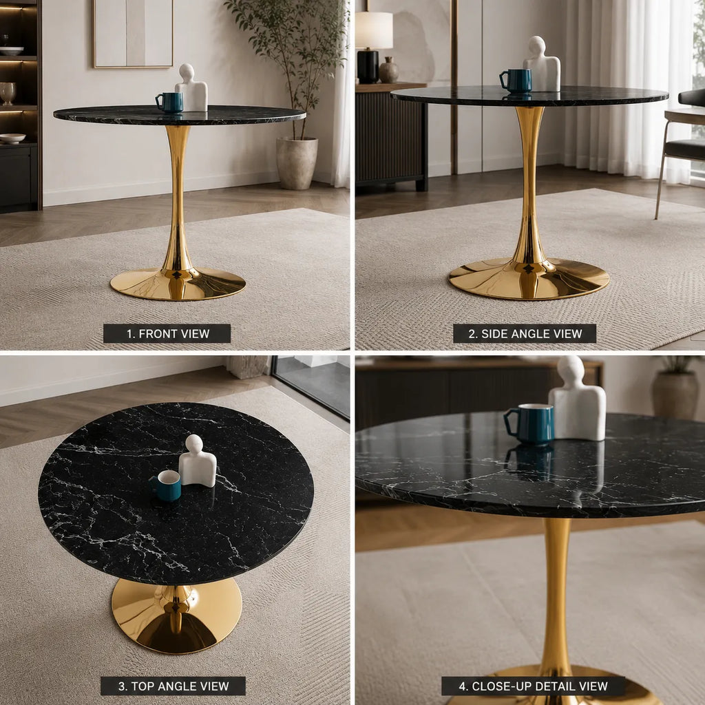 Table à Manger Rosa Pied Dore 100x100x75CM