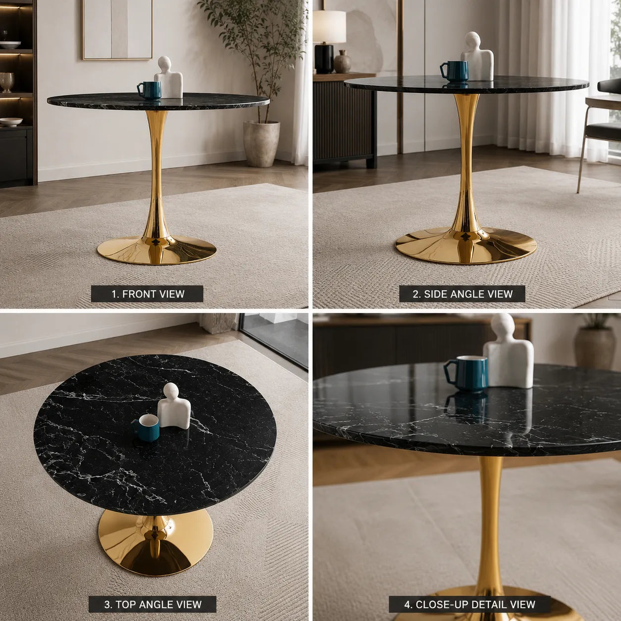 Table à Manger Rosa Pied Dore 100x100x75CM