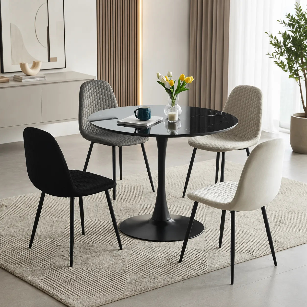Table à Manger Rosa Pied Noir 100x100x75CM