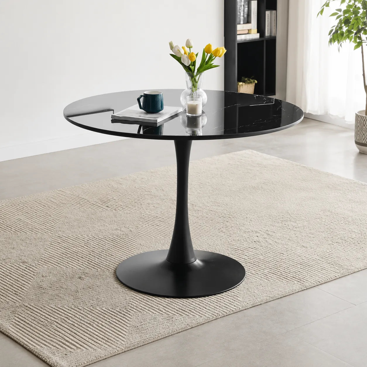 Table à Manger Rosa Pied Noir 100x100x75CM