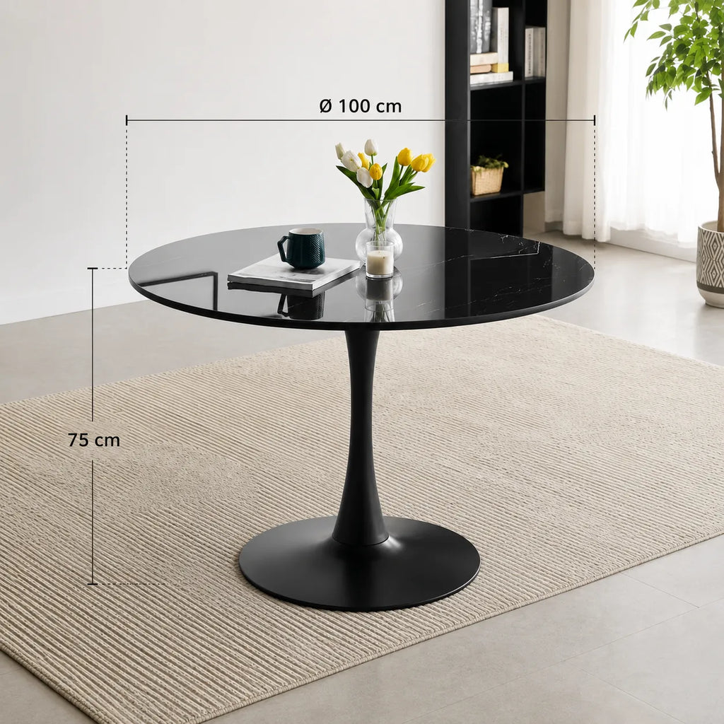 Table à Manger Rosa Pied Noir 100x100x75CM