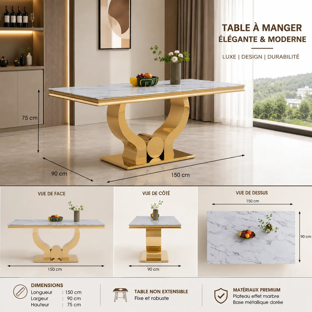 Table à Manger Trofy Gold Blanc
