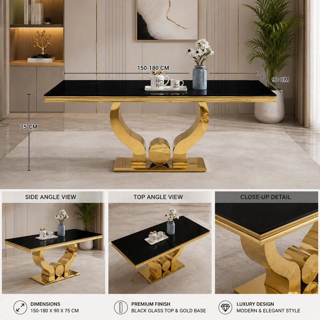 Table à Manger Trophy Gold Noir