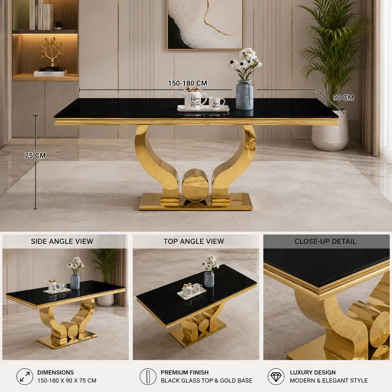 Table à Manger Trophy Gold Noir