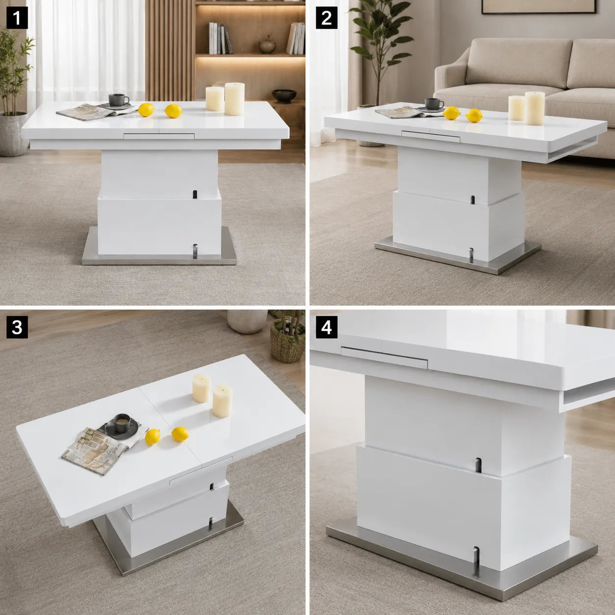 Table a Rallonge Relevable Automatique Blanc 135/170