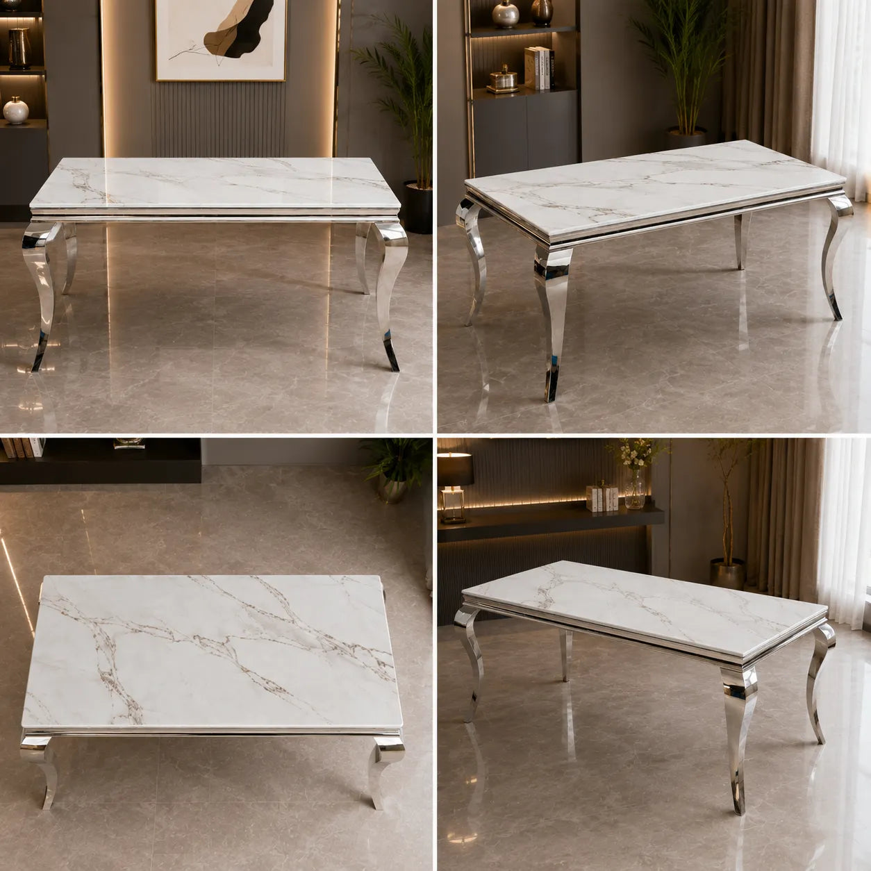 Table à manger argente miroir NEO