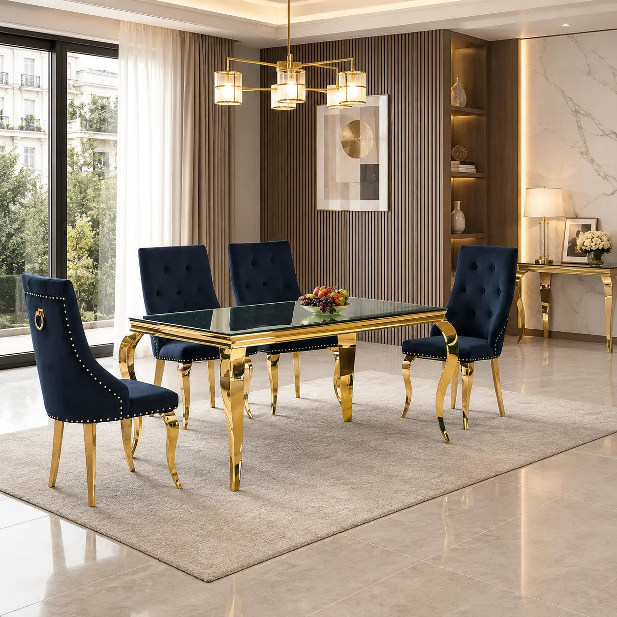Table à manger dorée miroir NEO