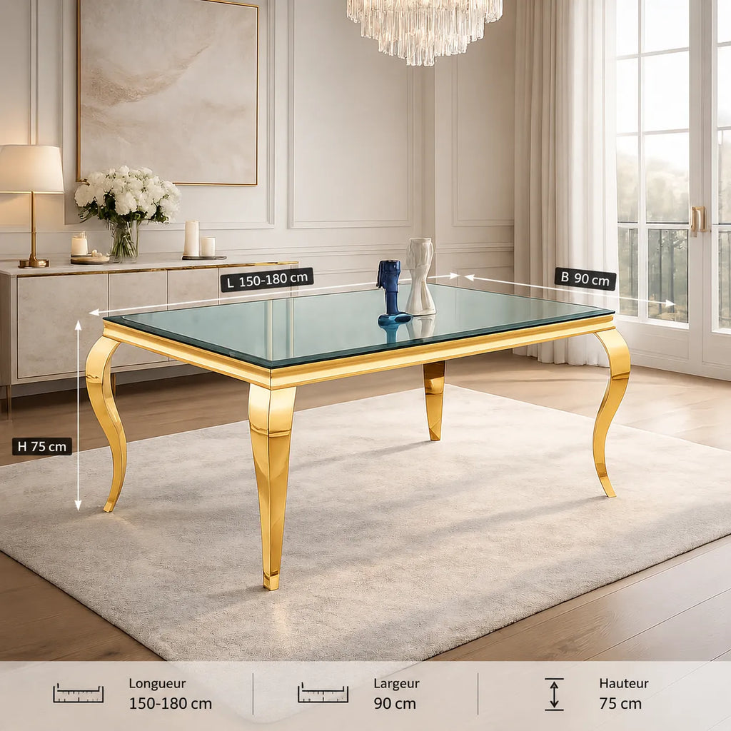 Table à manger dorée miroir NEO