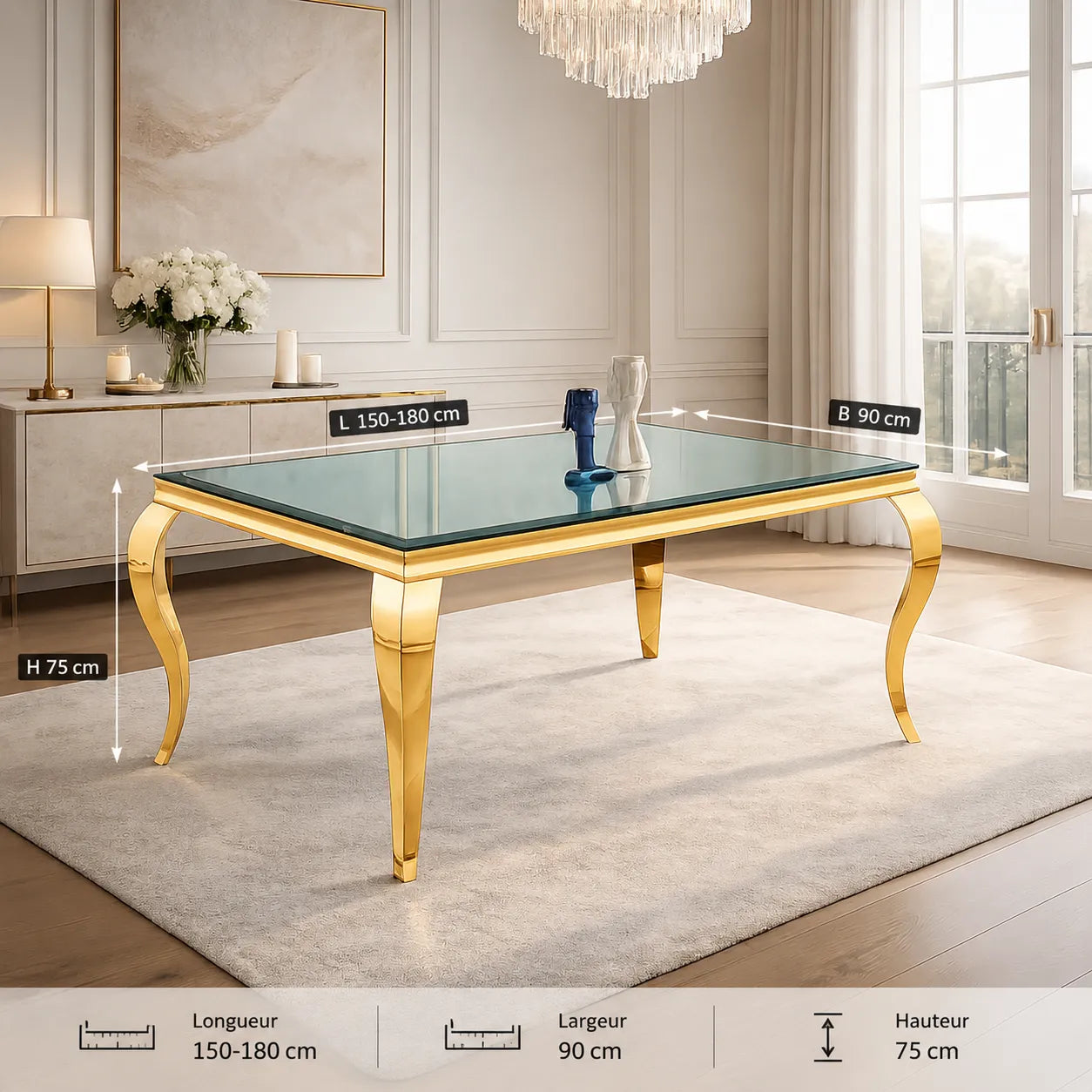 Table à manger dorée miroir NEO