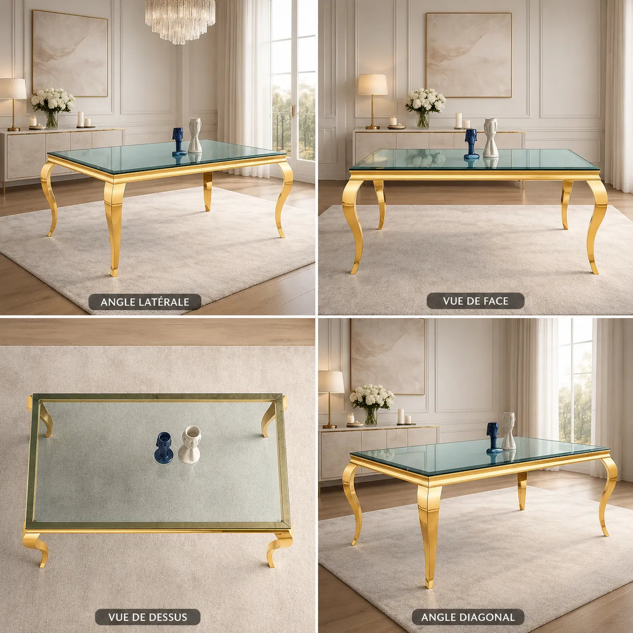 Table à manger dorée miroir NEO