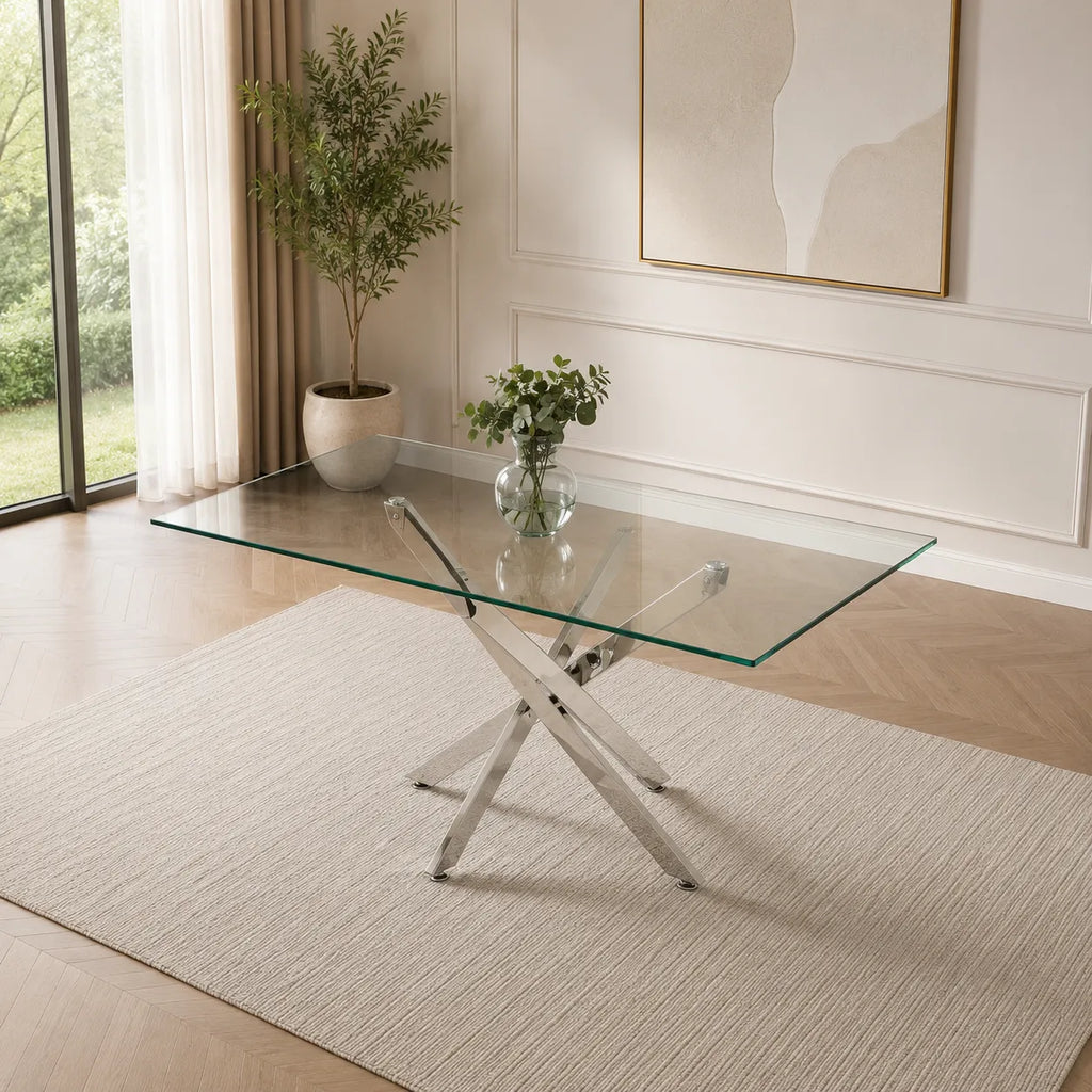 Table à manger en verre avec chaises