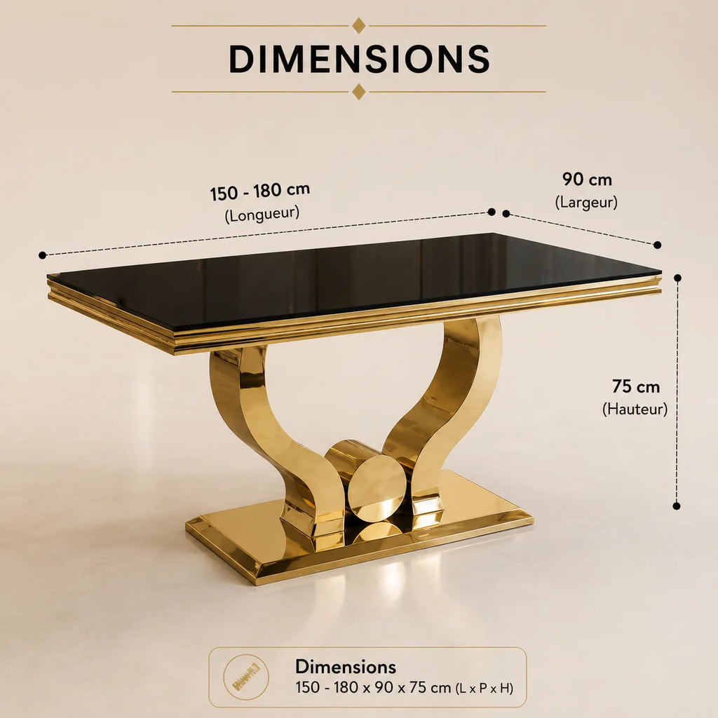 Table à manger en verre noir doré NEA