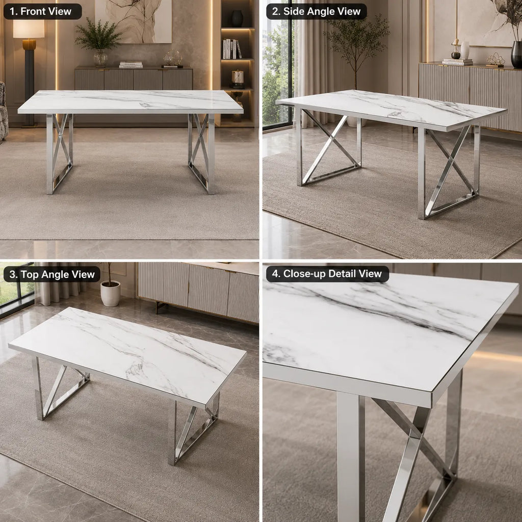 Table à manger marbre blanc CLARA