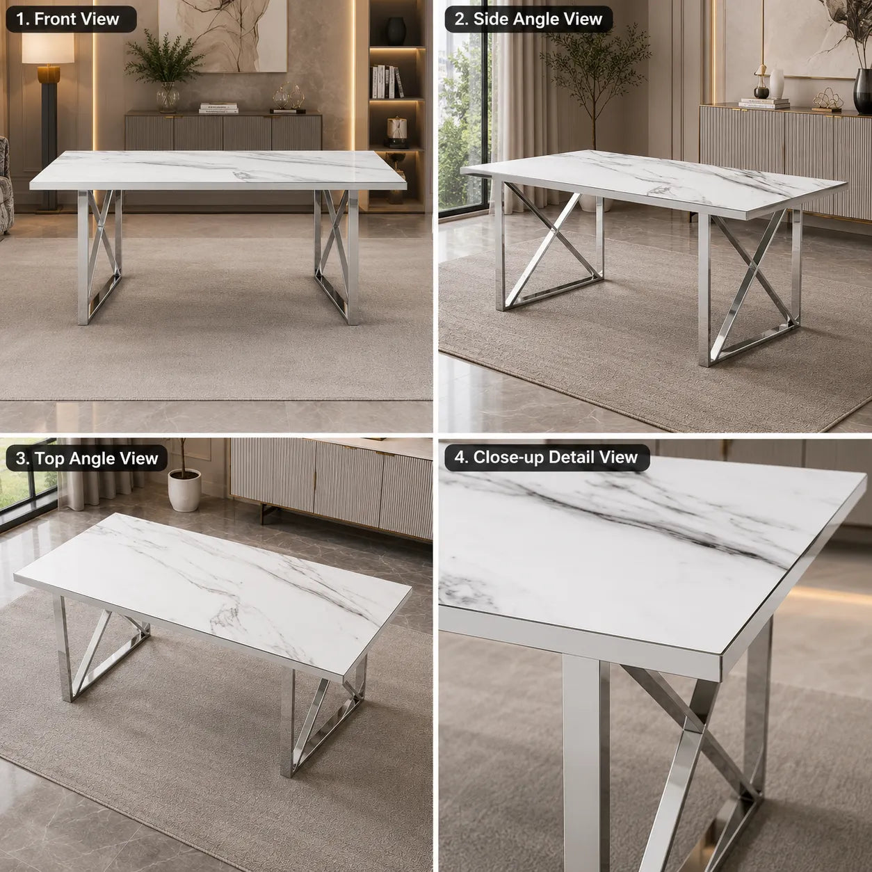 Table à manger marbre blanc CLARA