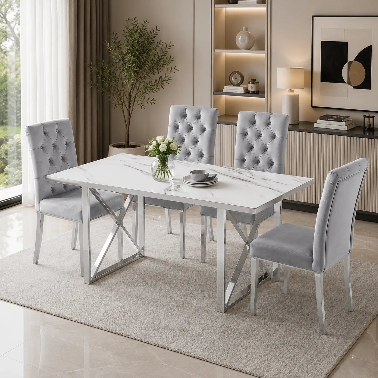 Table à manger marbre blanc CLARA