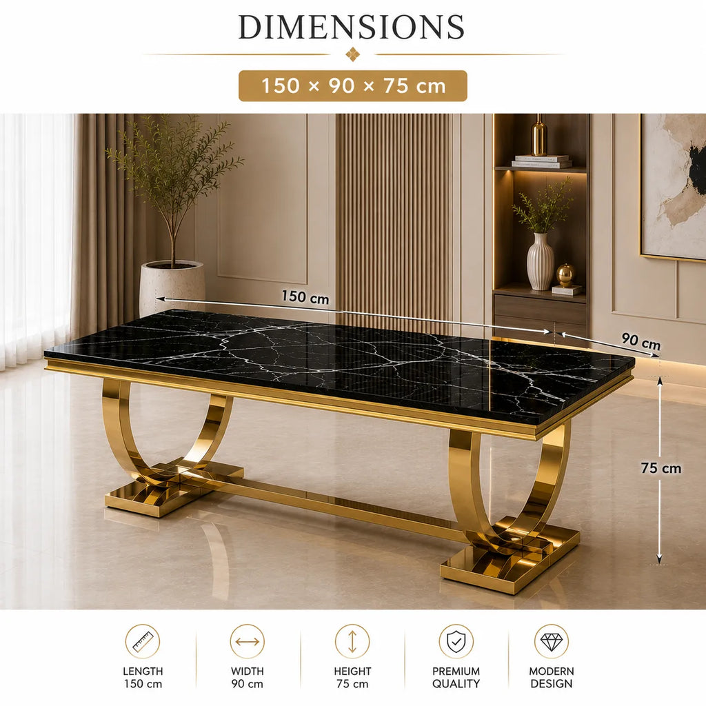 Table à manger marbre noir BOBO 180cm