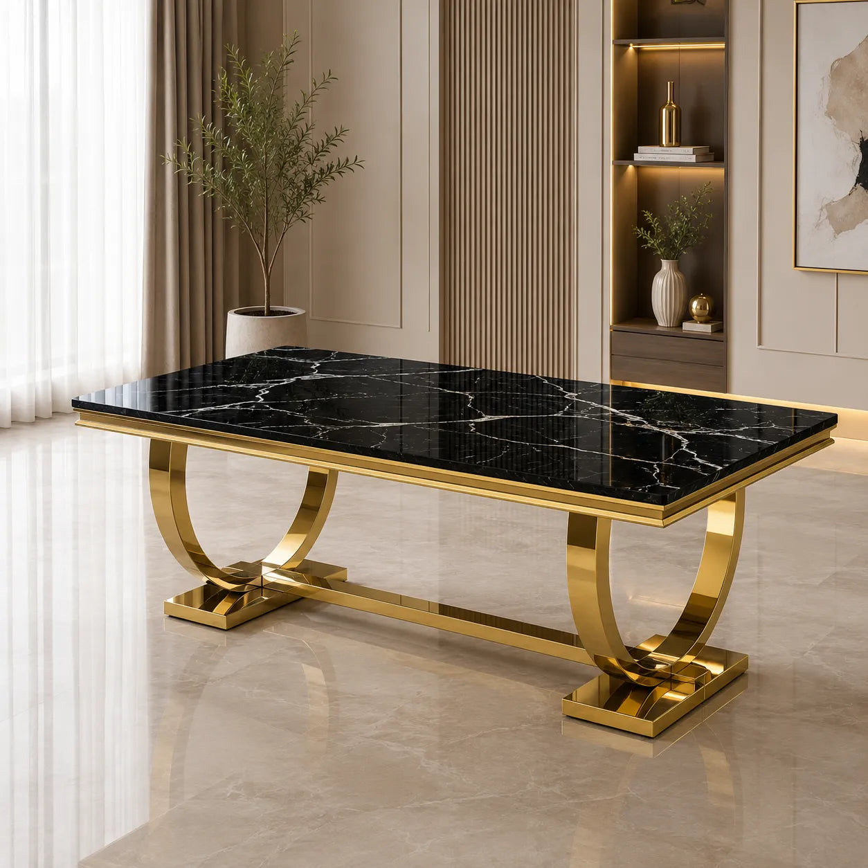 Table à manger marbre noir BOBO 180cm