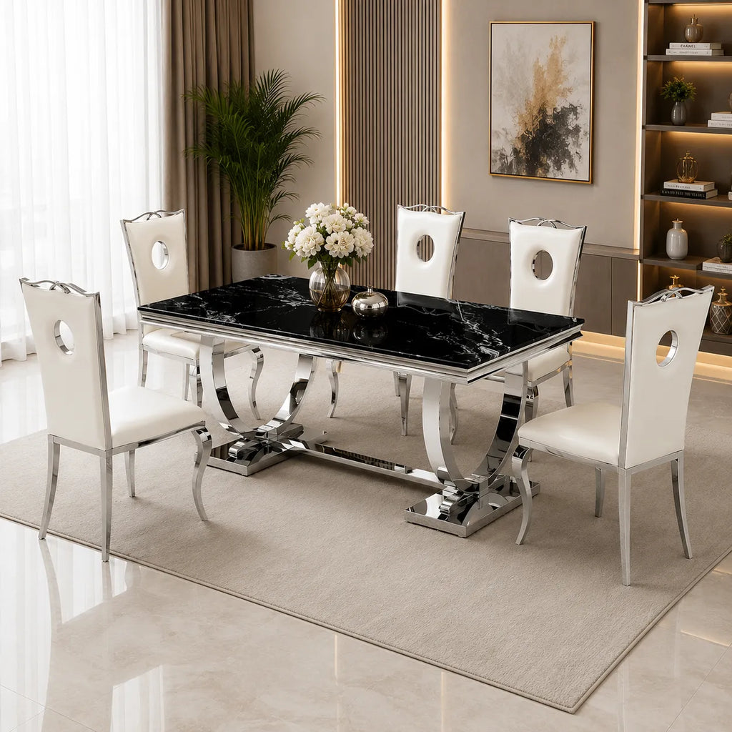 Table à manger marbre noir BOBO 180cm