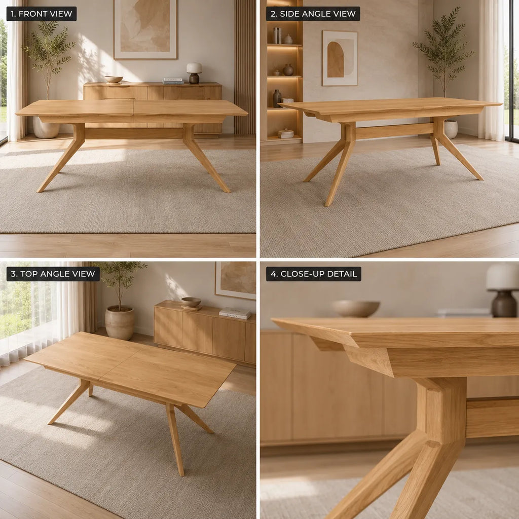 Table à manger en bois à rallonge croisée