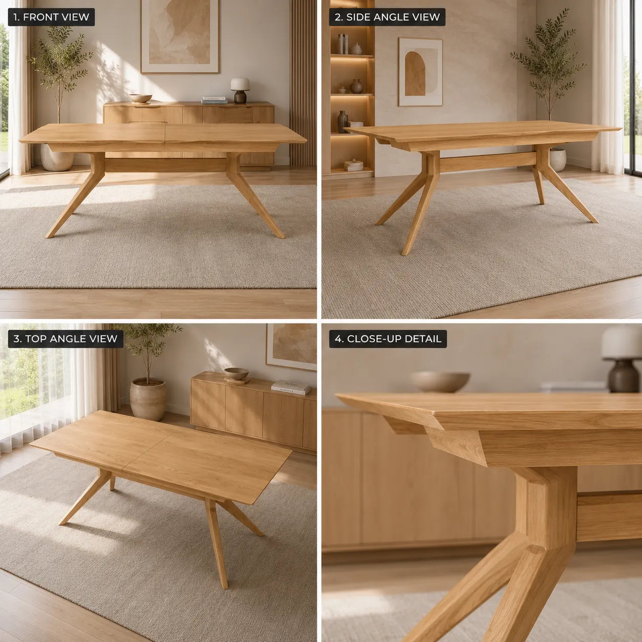 Table à manger en bois à rallonge croisée