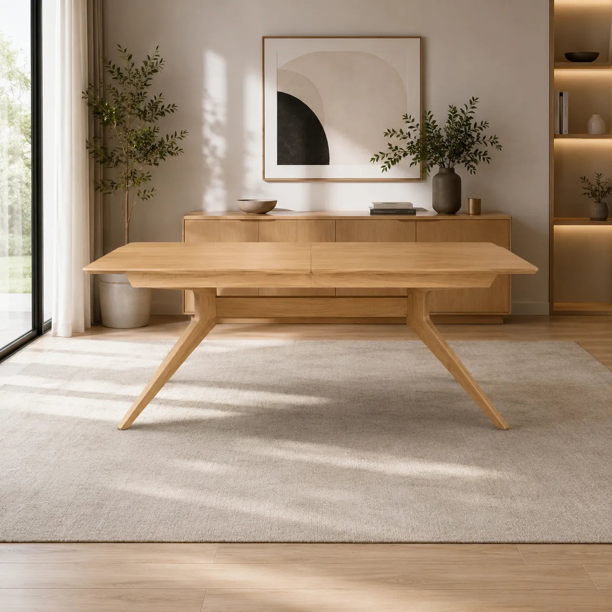 Table à manger en bois à rallonge croisée