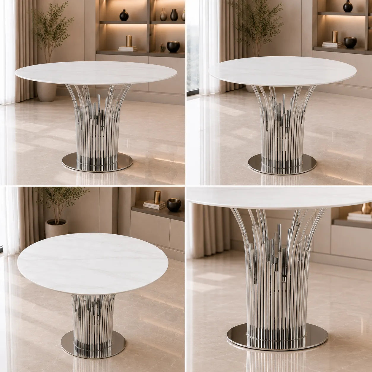 Table à manger ronde marbre Blanc EVE