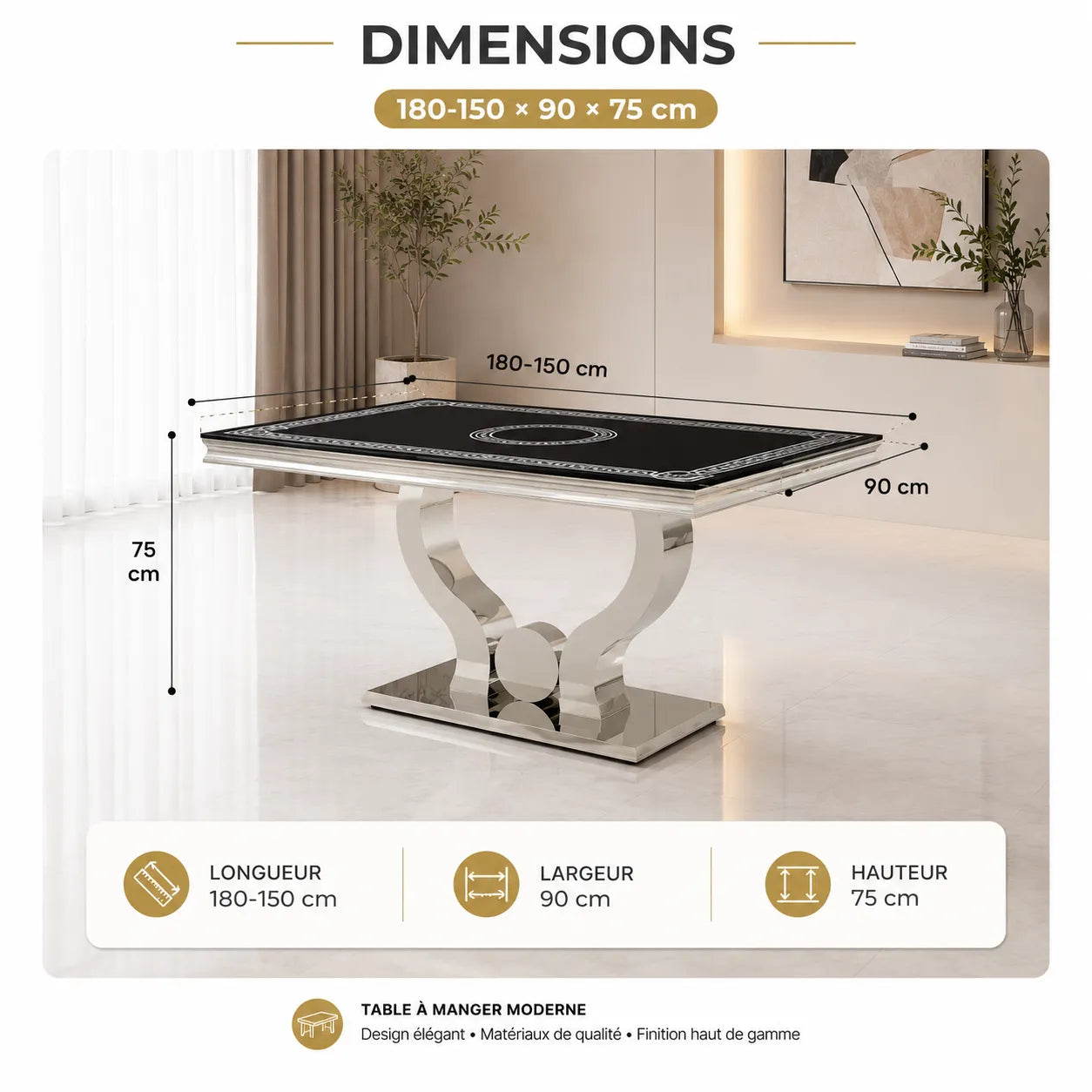 Table à manger versace argent NEA