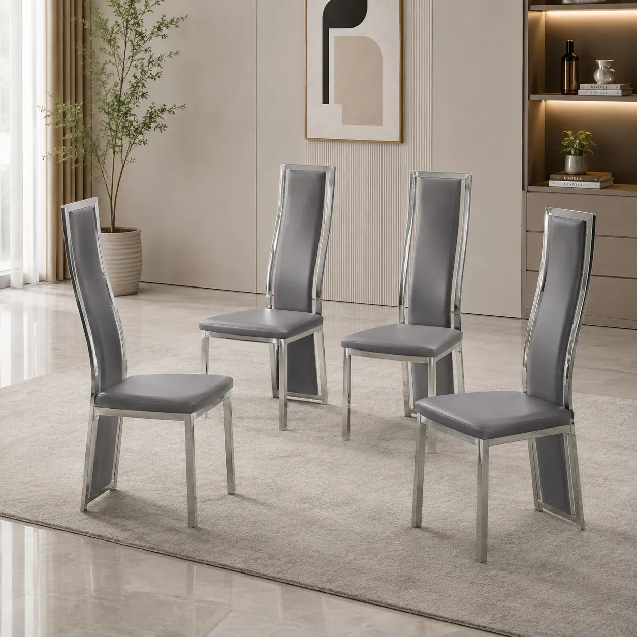 Table en verre et chaise gris DIA