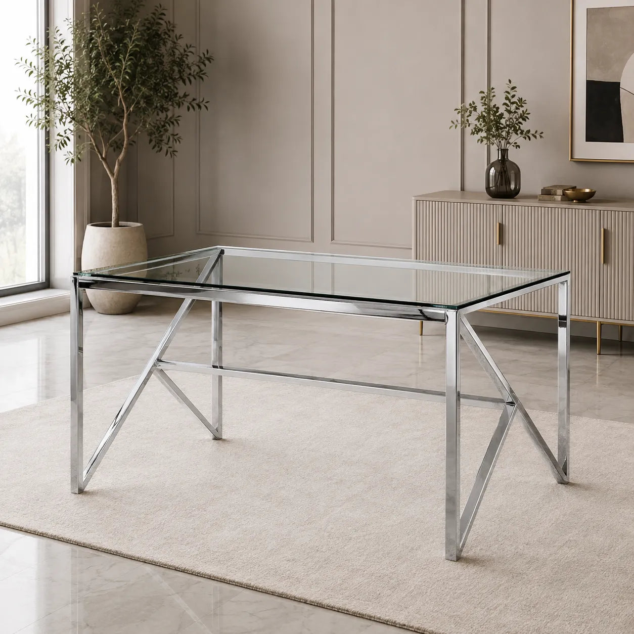 Table en verre et chaise gris DIA