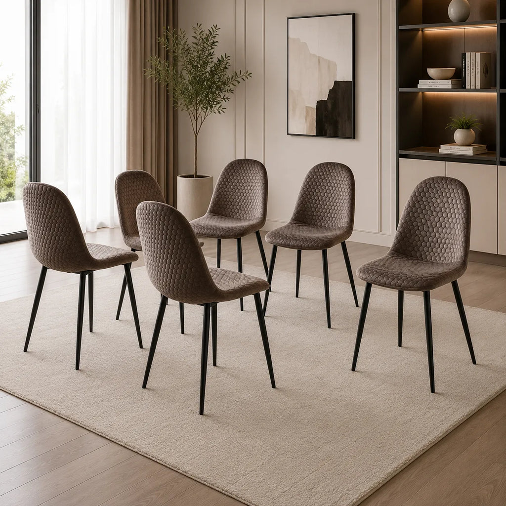 Table en verre et chaises marron CROSS