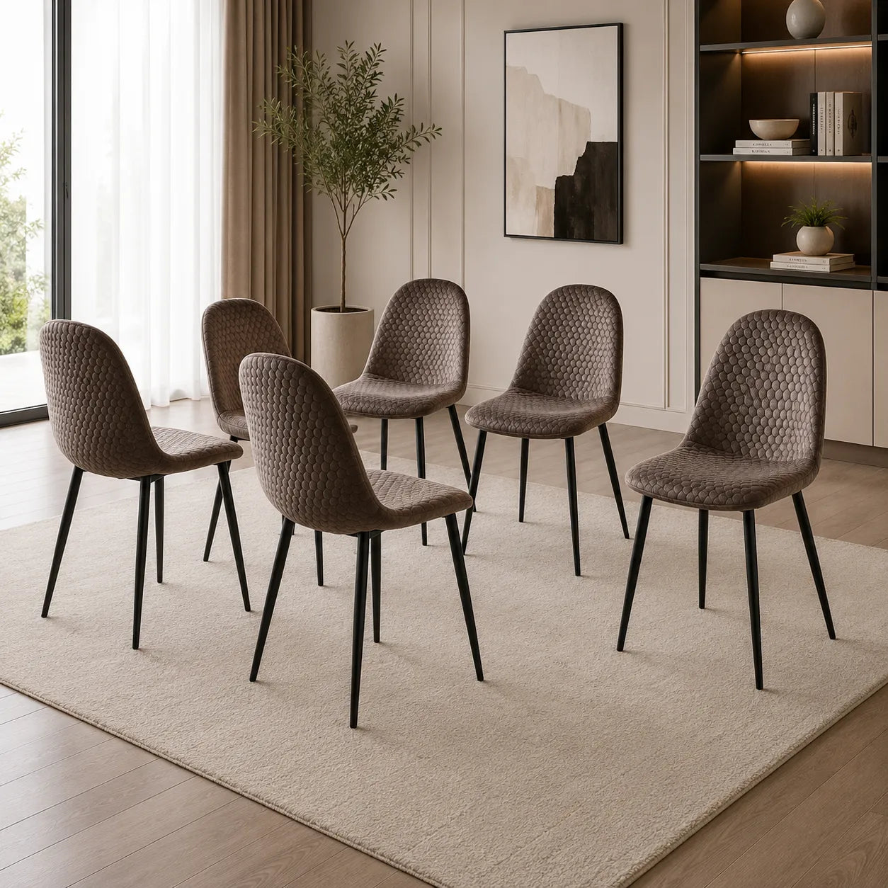 Table en verre et chaises marron CROSS