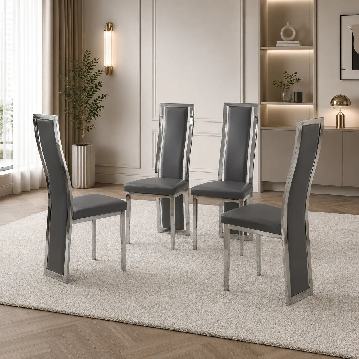 Table et 4 chaise gris marbre beige DIA