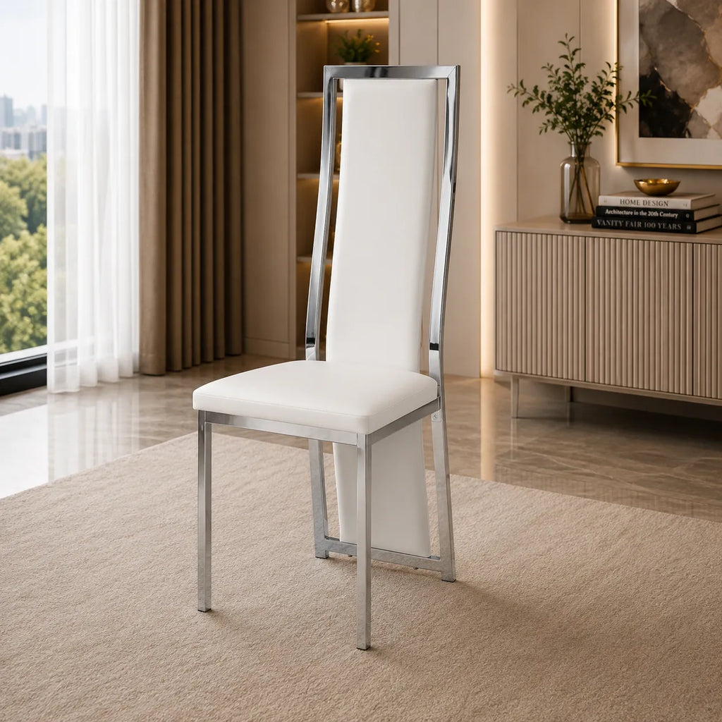 Table et chaise blanc marbre beige DIA