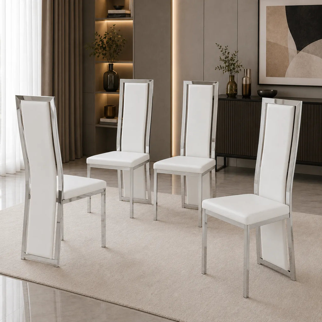 Table et chaise blanc marbre beige DIA