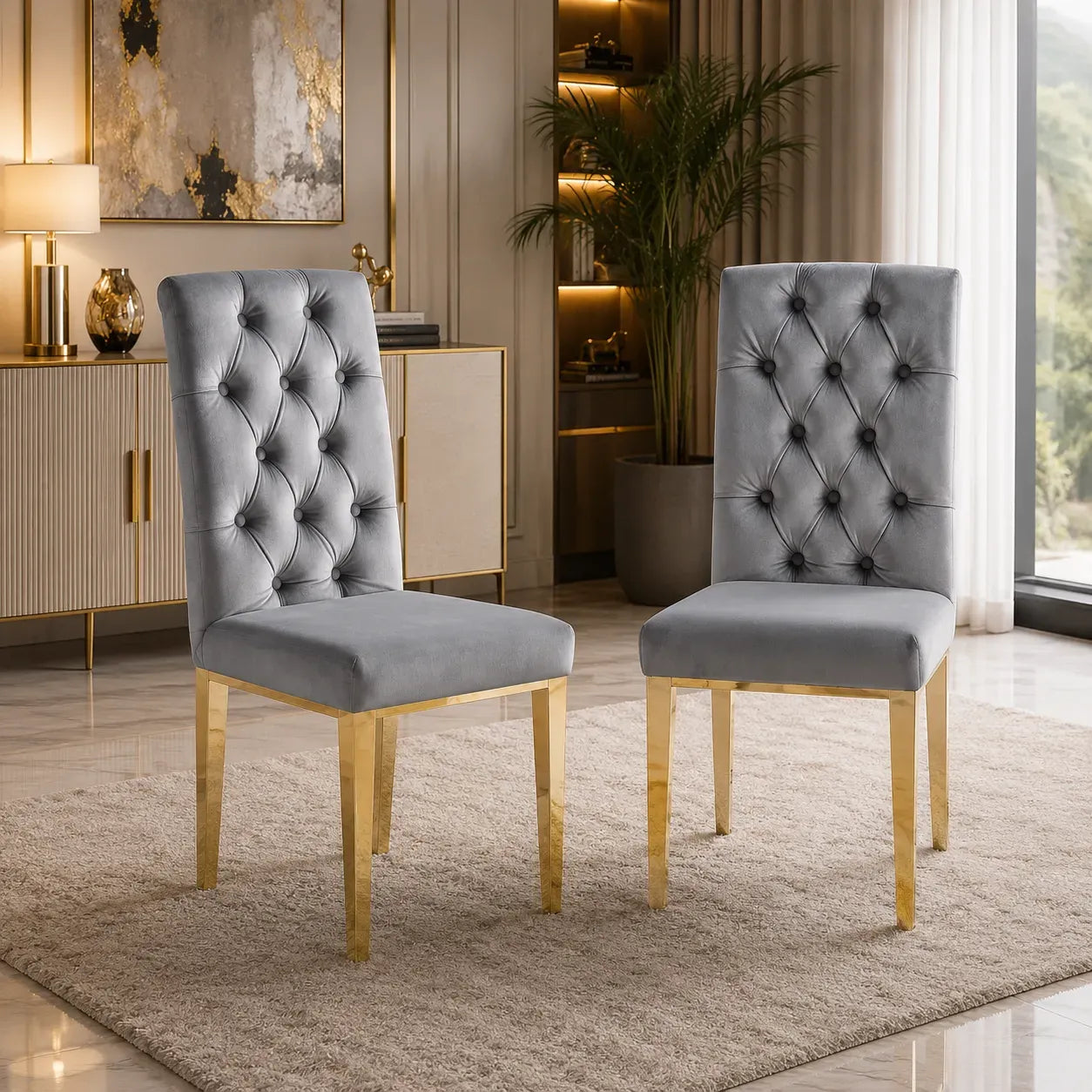 Table et chaises marbre blanc doré CROSS