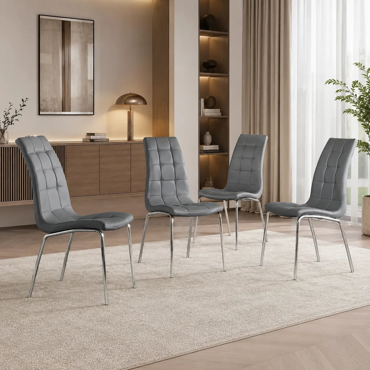 Table laqué blanc 6 chaises gris TOE